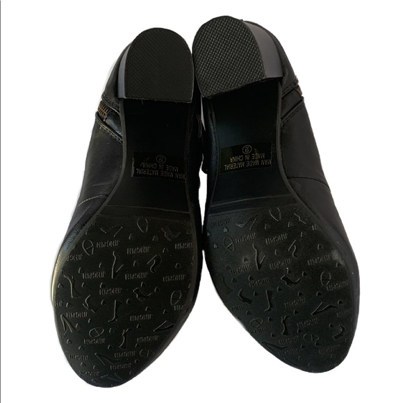 Vintage Style Buckle Strap Stack Heel Zipper Black Ankle Boot Shoes Women's - Picture 4 of 10